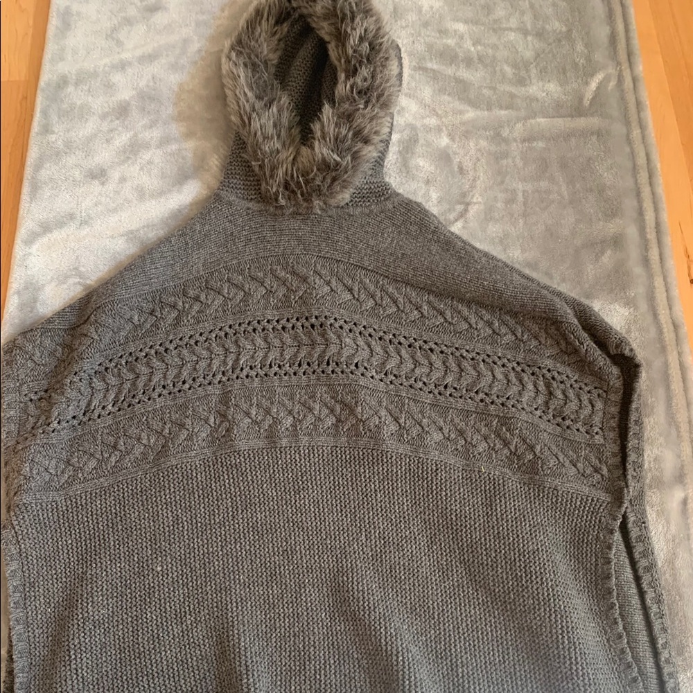 GapKids fur hooded poncho